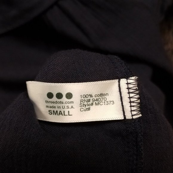 Three Dots V Neck Tee with Gauze Waist - Picture 3 of 6